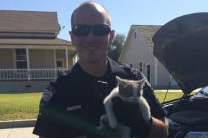 Traffic Cop Rescues a Cat…and Then Gives Him a Home