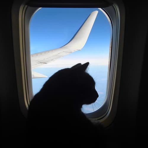 cat on plane